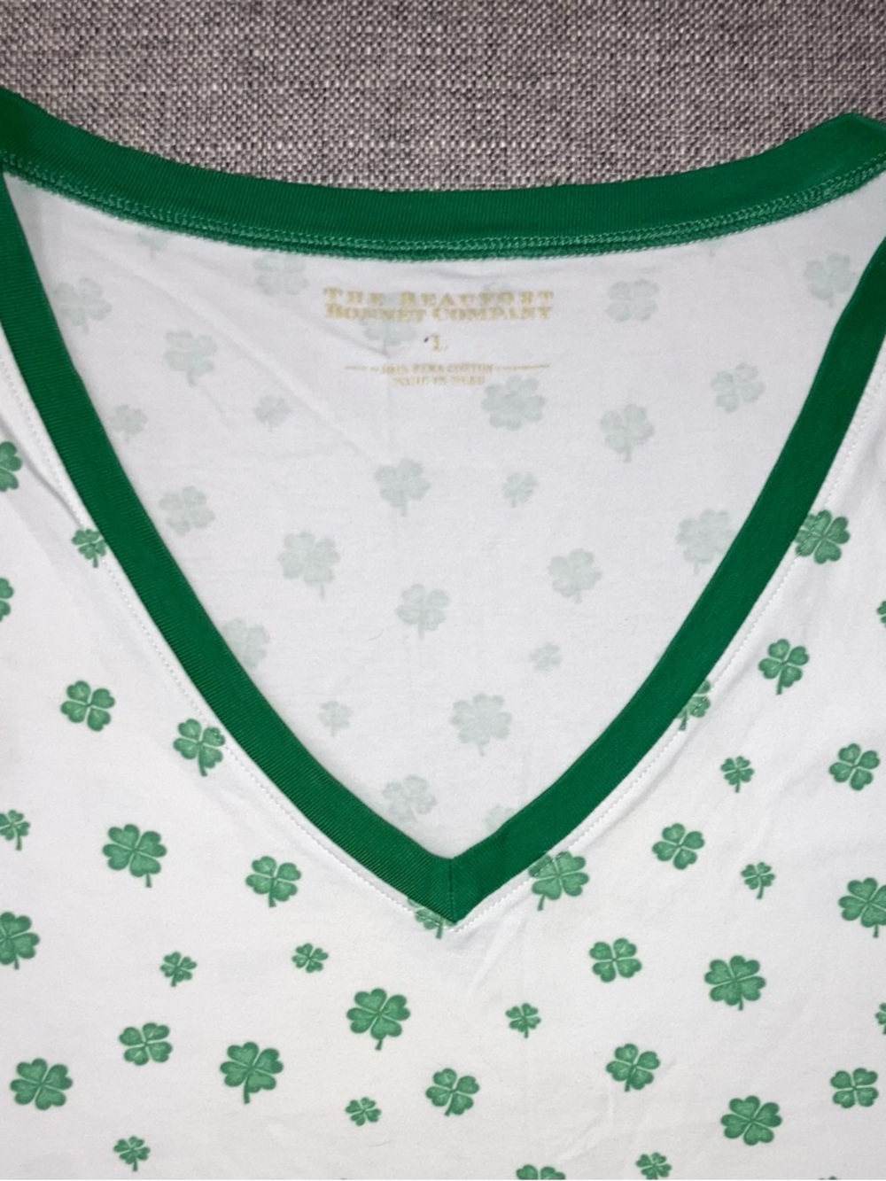 The Beaufort Bonnet Company White & Green Clover Sleeveless Pajama Set - Picture 2 of 2